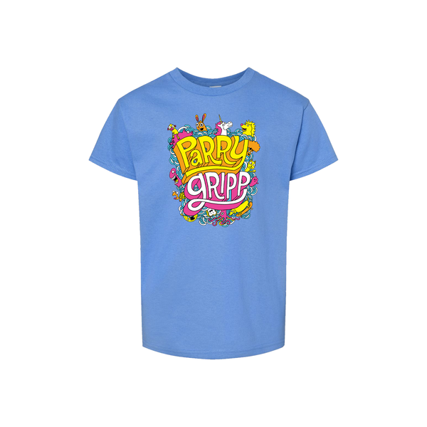 Parry Gripp - Creatures Logo Light Blue Kids Tee