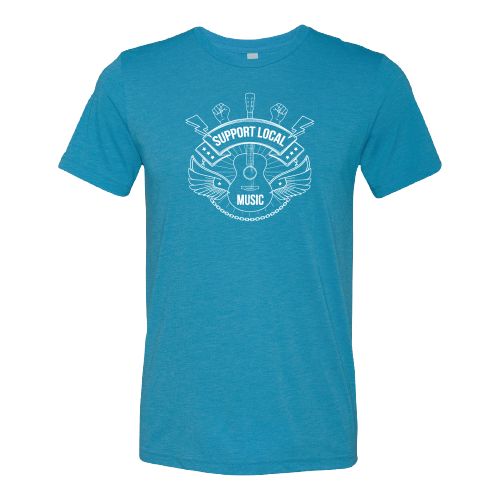 Support Local Music - Lightning Bolt Fist Tee (Steel Blue)