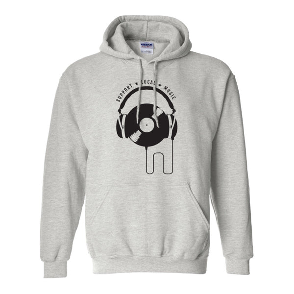 Support Local Music - Vinyl Headphones Pullover Hoodie