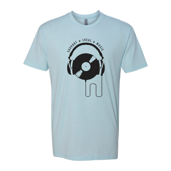 Support Local Music - Vinyl Headphones Tee (Ice Blue)