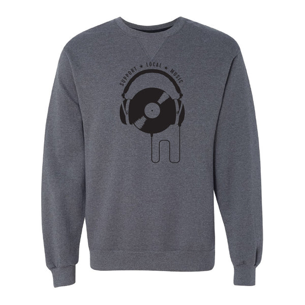 Support Local Music - Vinyl Headphones Crewneck Sweatshirt