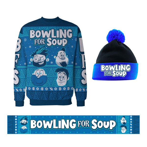 Bowling For Soup - Logo Beanie + Sweater + Scarf Bundle
