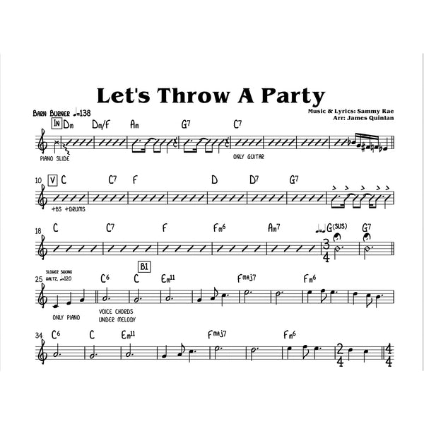Sammy Rae - Lets Throw A Party Transcription Download