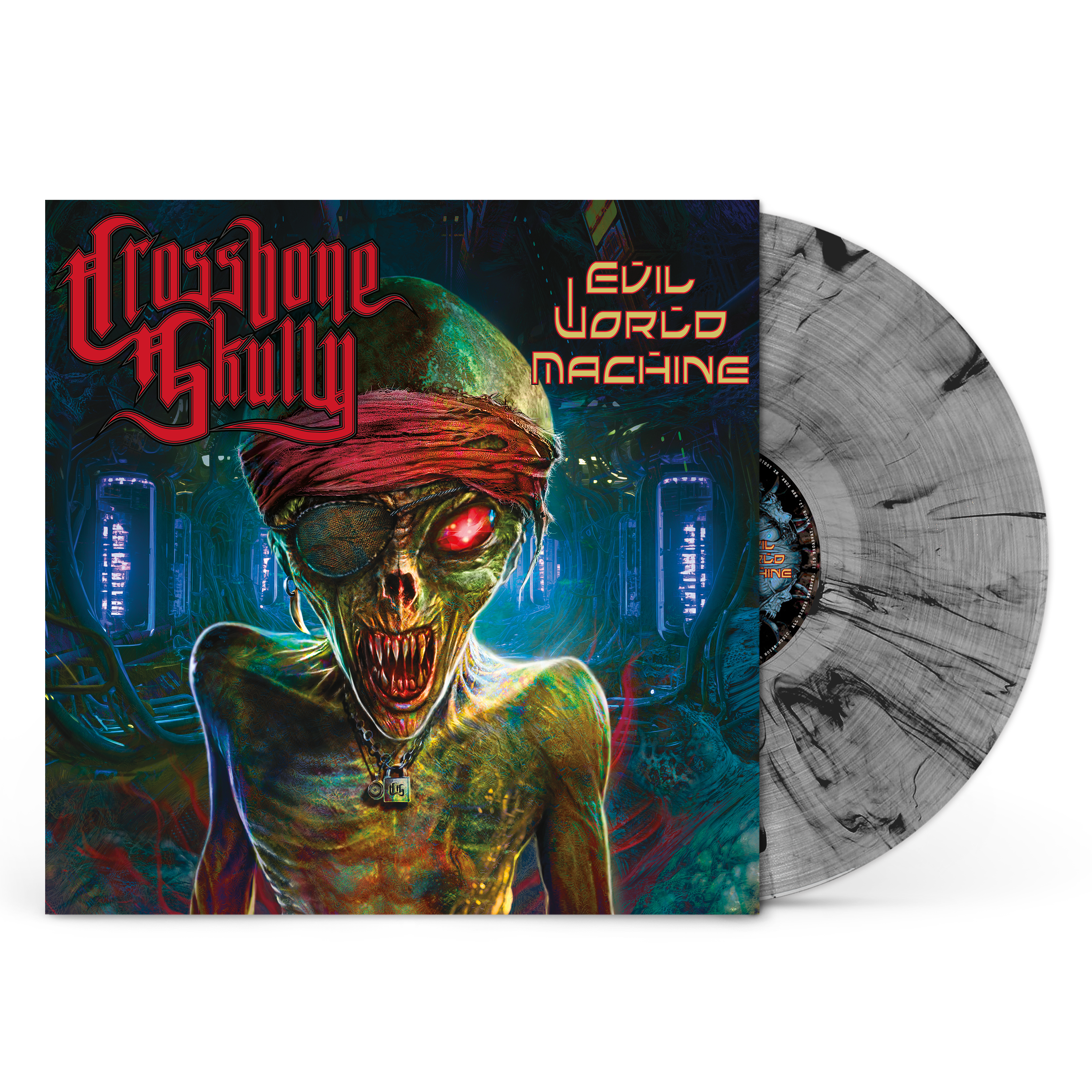 Crossbone Skully - Evil World Machine Black Smoke Vinyl - Bandwear Crossbone Skully - Evil World Machine Black Smoke Vinyl - Bandwear