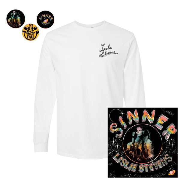 Leslie Stevens - Rope Tee + Black Vinyl & Pins Bundle