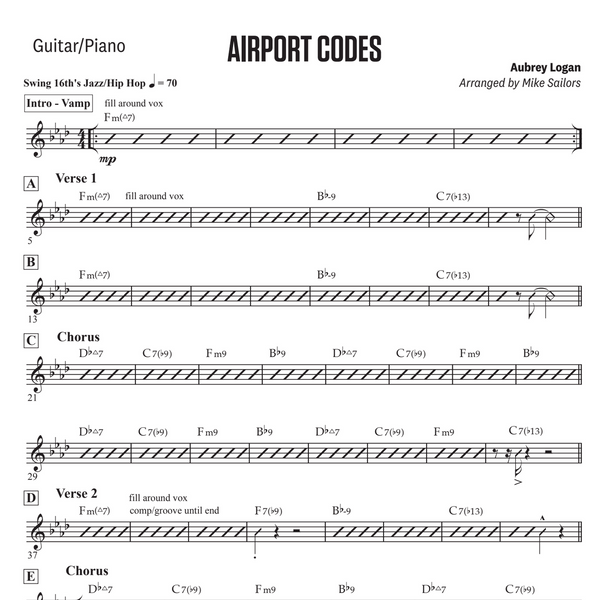 Aubrey Logan - Score and Parts for Airport Codes (Big Band Version)