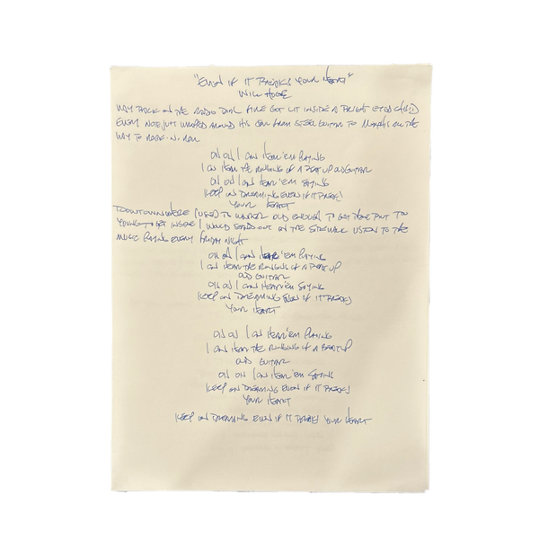 Will Hoge - Handwritten Lyric Sheet for Even If It Breaks Your Heart