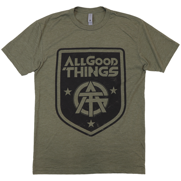 All Good Things - Military Green Crest Logo Tee