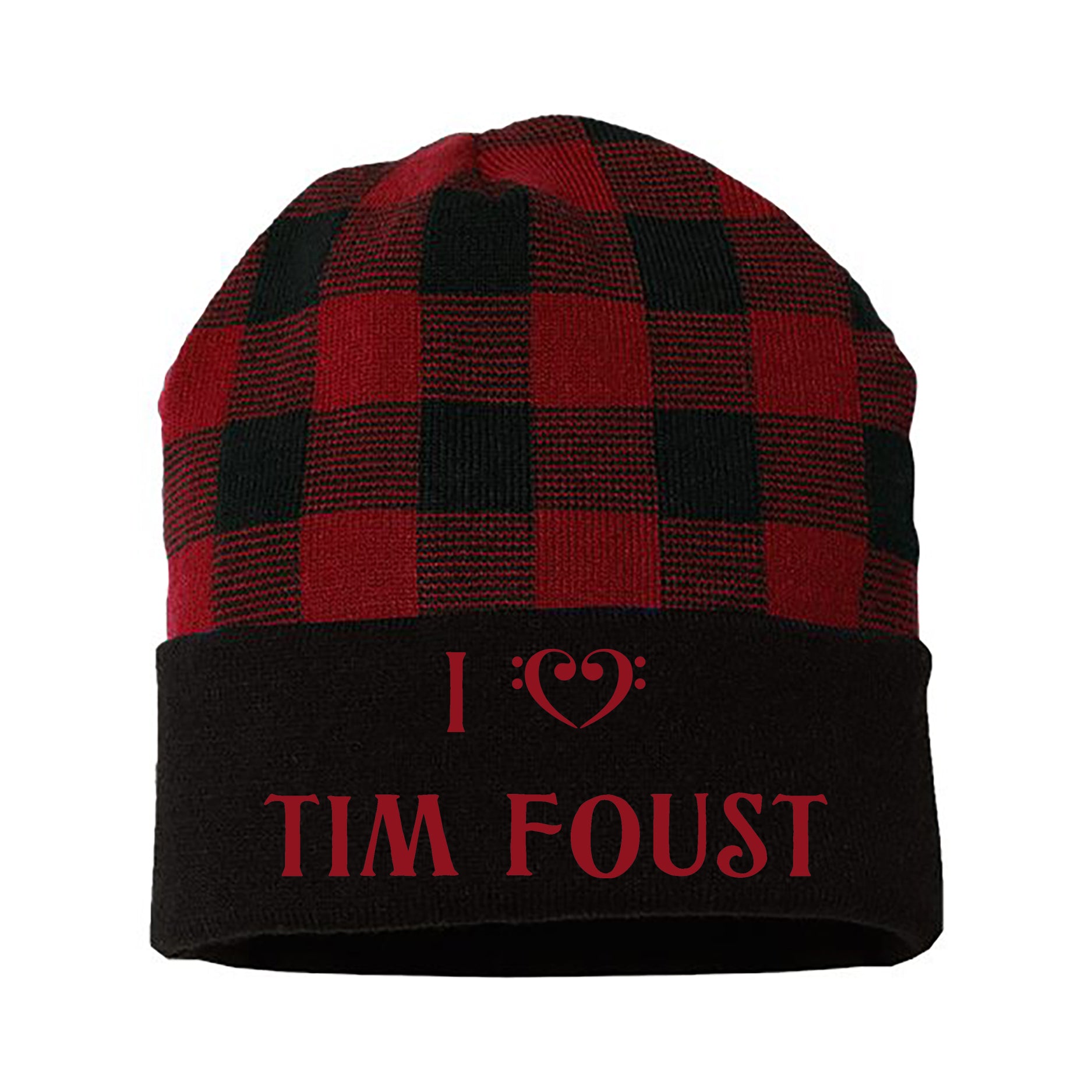 Foust Tim Foust - I Love Tim Foust Plaid Beanie - Bandwear