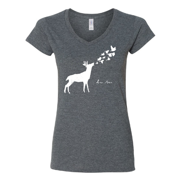Low Roar - Deer & Birds Women’s Grey T-Shirt