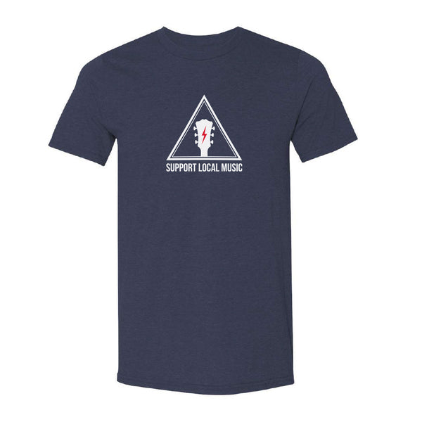 Support Local Music - Warning Sign Tee (Heather Navy)