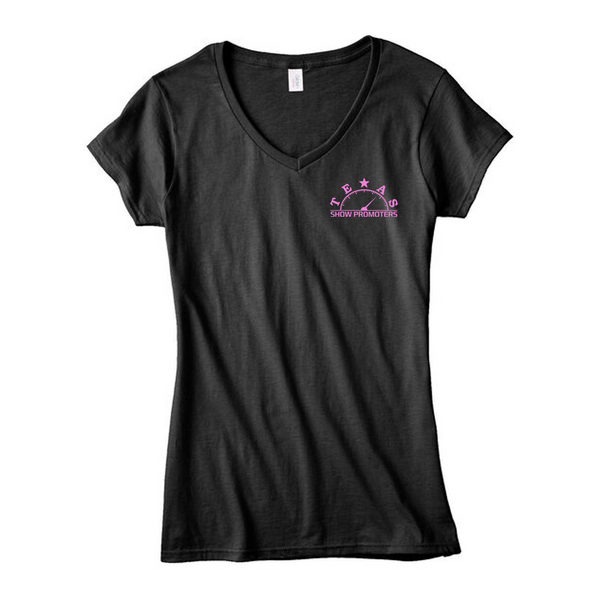 Ladies Throwback Texas Show Promoters Pink Speedometer V-Neck Tee