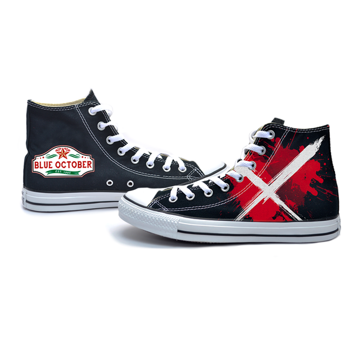 Blue October Heart X High Top Shoes Bandwear