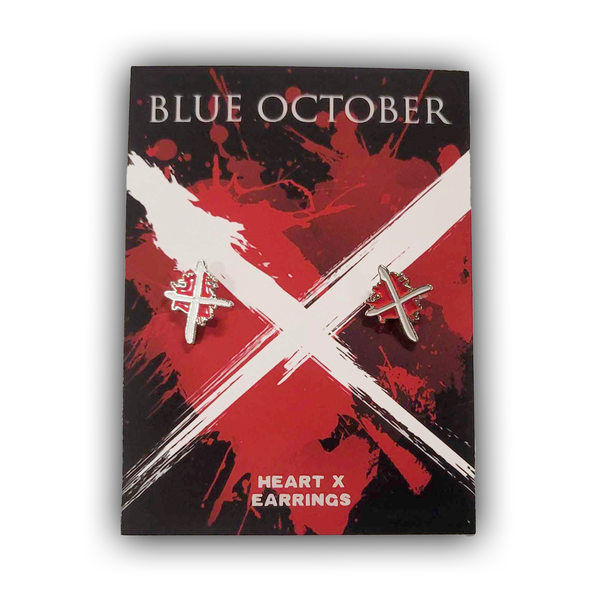 Blue October - Heart X Post Earrings