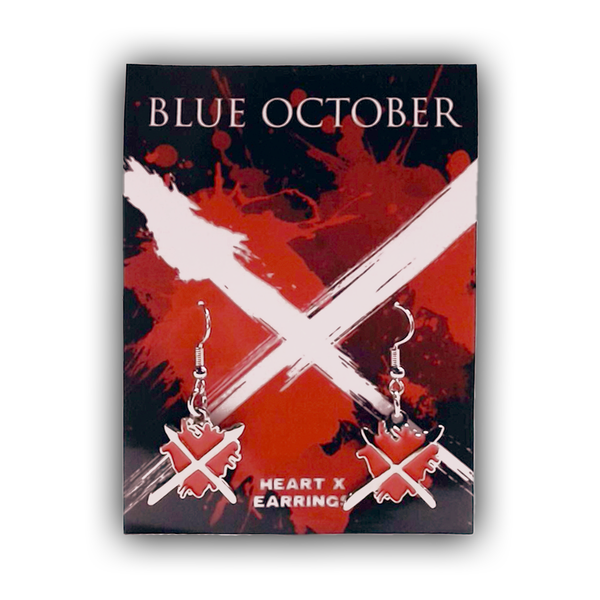 Blue October - Heart X Hanging Earrings