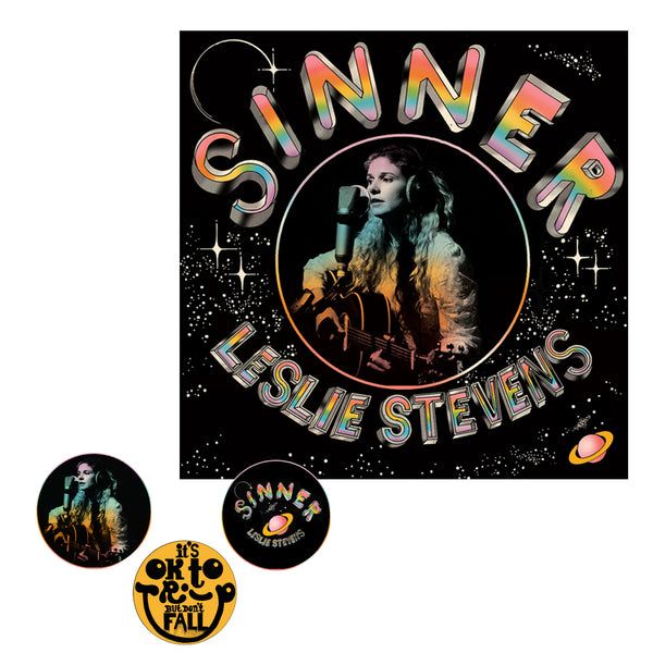 Leslie Stevens - Sinner Black Vinyl + Pin Pack Bundle
